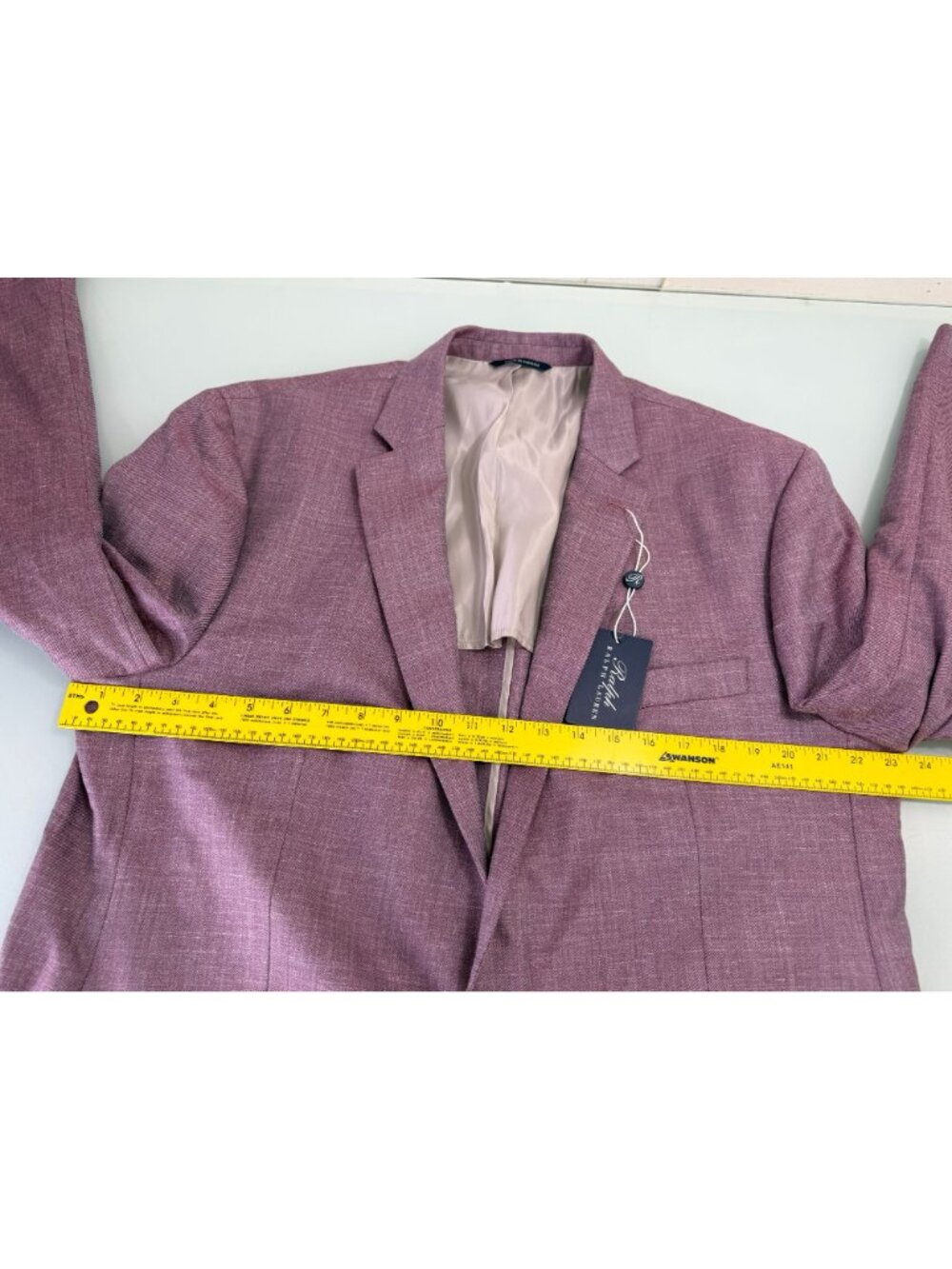 Ralph Lauren Blazer Jacket 46L Linen Silk Wool unstructured Purple Single Vent - Picture 8 of 12